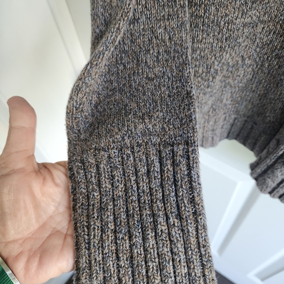 Vintage Cotton Ginny Heathered Brown Knit Cable Knit V-neck Sweater Sz Large - Picture 5 of 8